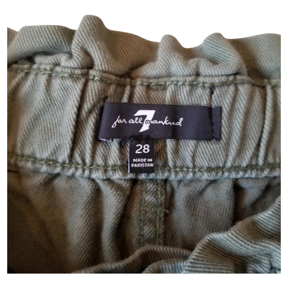 7 For All Mankind Jeans Women's Size 28 Green Denim Paper bag High Rise Elastic - Picture 6 of 9